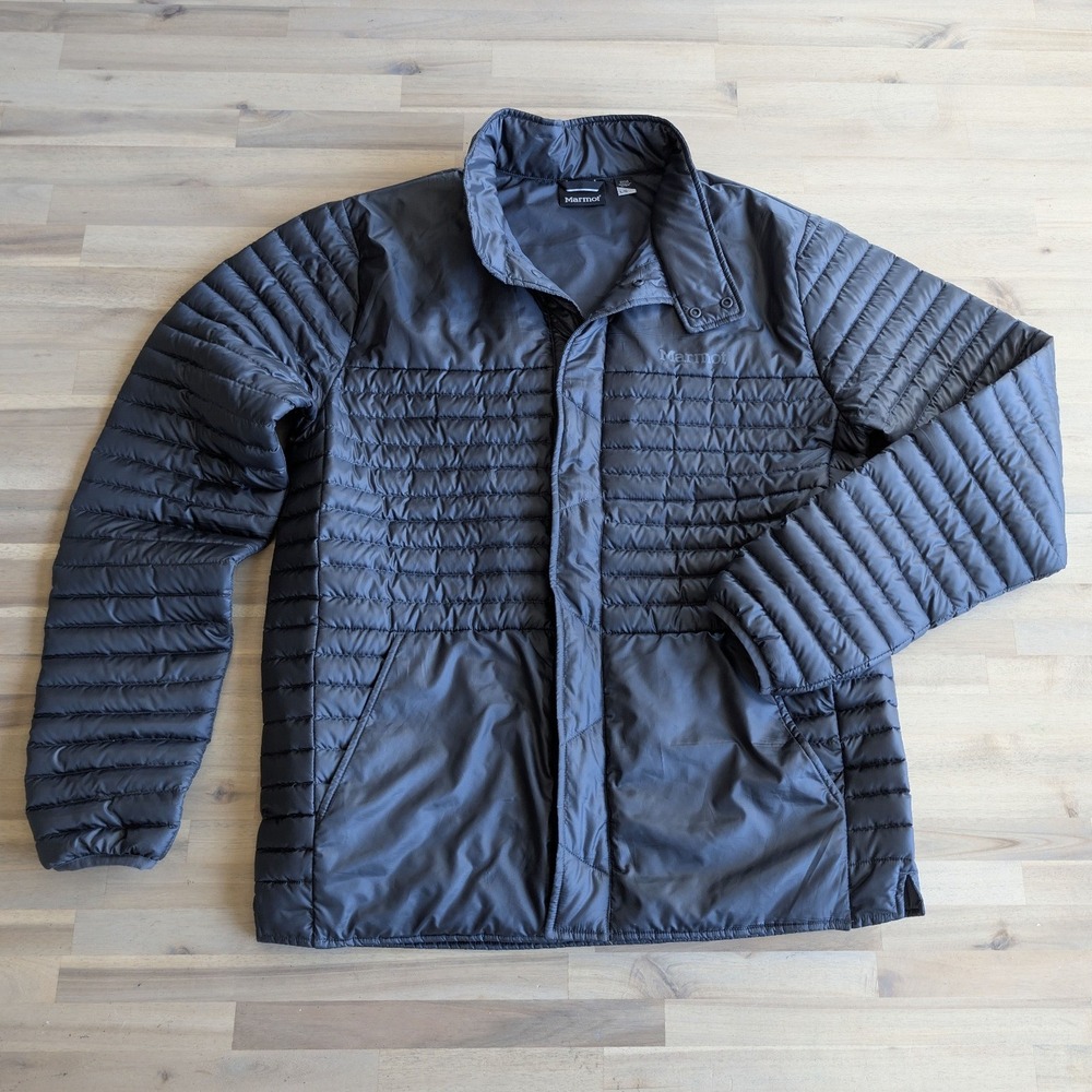 Marmot‎ Featherless Hybrid Jacket Mens Large Black Quilted Snap Front Puffer